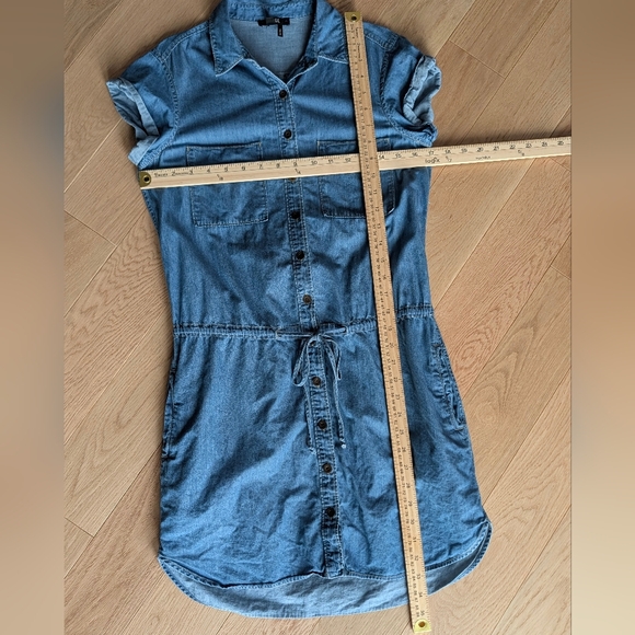Paige Mila Chambray Denim Shirt Button up Tie Cinch Waist Dress Size XS - Picture 5 of 8
